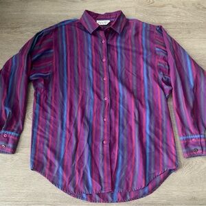 Vintage Ariella Purple Striped Button Down Size 12